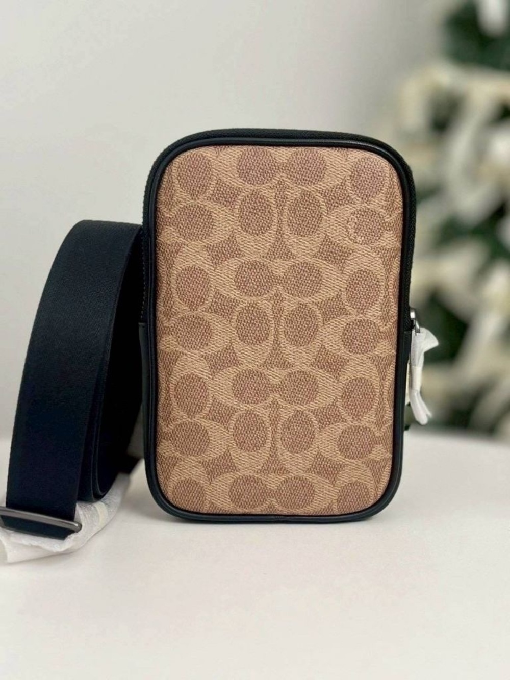COACH Aden Crossbody Bag In Signature Canvas Tan/Black CW364